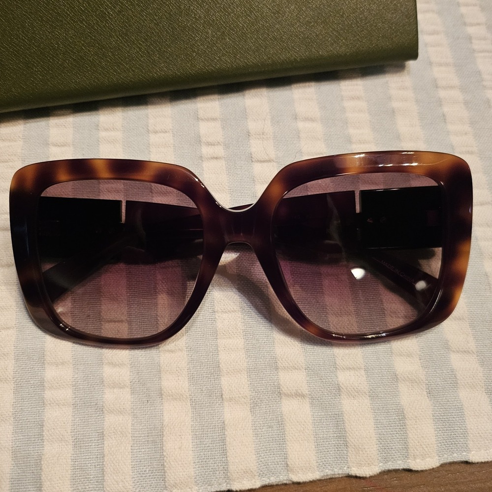 Longchamp Sunglasses. Tortoise Shell Frames With Black And Gold Accents.Designer